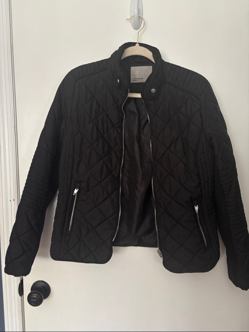 Vero Moda Black Quilted Puffer Jacket with Stand Collar